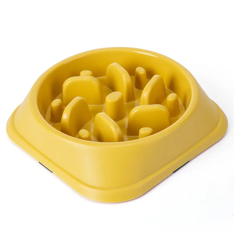 Pet dog slow feeder bowl by Showlu Fashion Store with non-slip puzzle design for medium and small dogs and puppies.