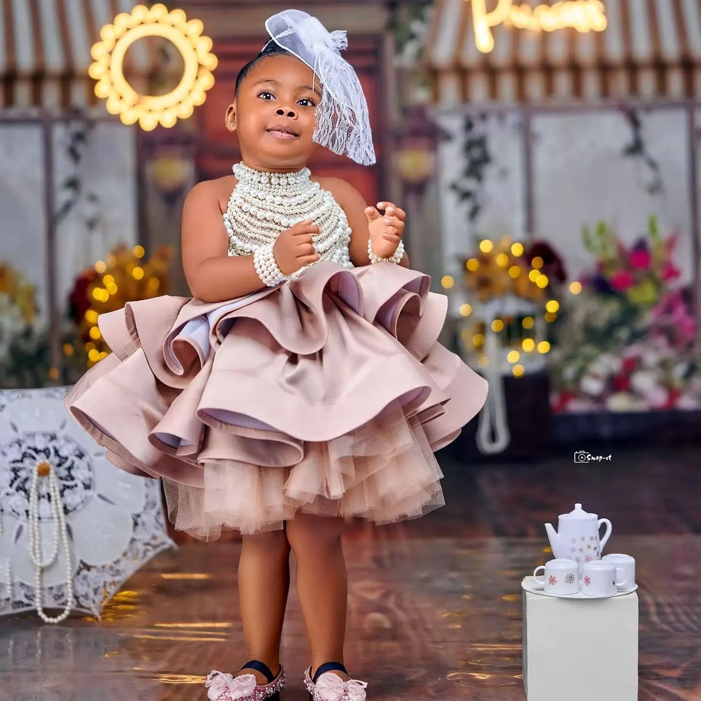Luxury Pearls Flower Girl Dresses for Wedding Customized Kids Birthday Party Dress Princess Pageant Photoshoot Gowns