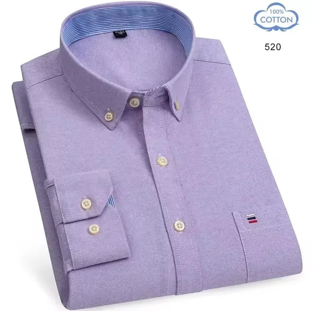 Men's 100% cotton Oxford plaid long sleeve shirt by Showlu Fashion, featuring a red checked design and striped pattern in 7XL size.