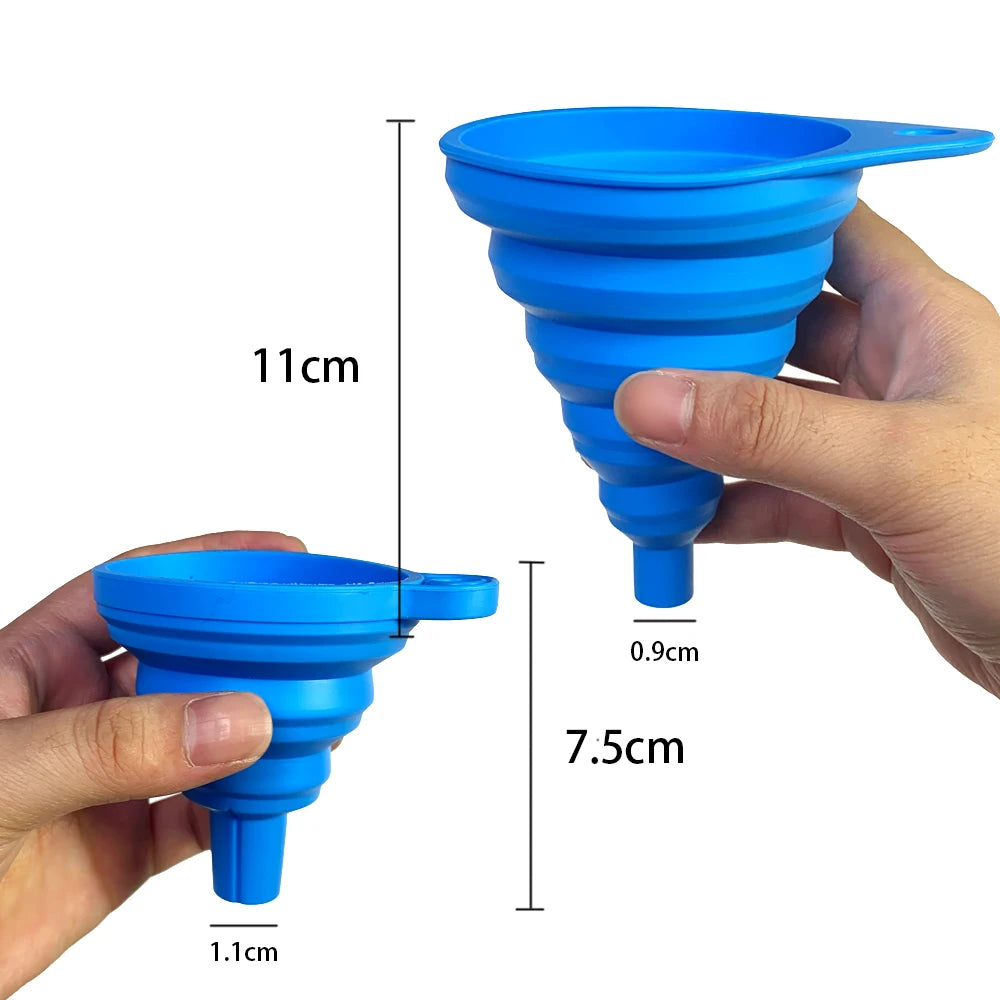Showlu Smart General collapsible funnel set with multiple sizes, made of flexible, durable silicone for easy pouring and storage.