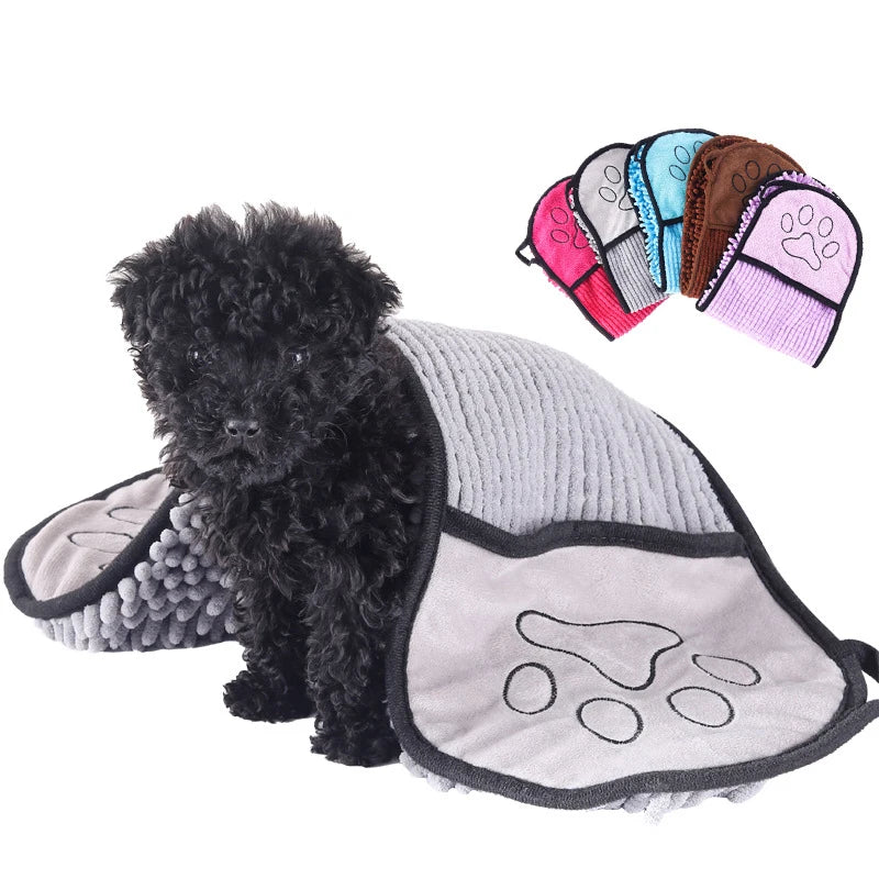 Showlu Fashion soft, quick-absorbent dog and cat bath towel with hood, ideal for pet drying and cleaning.