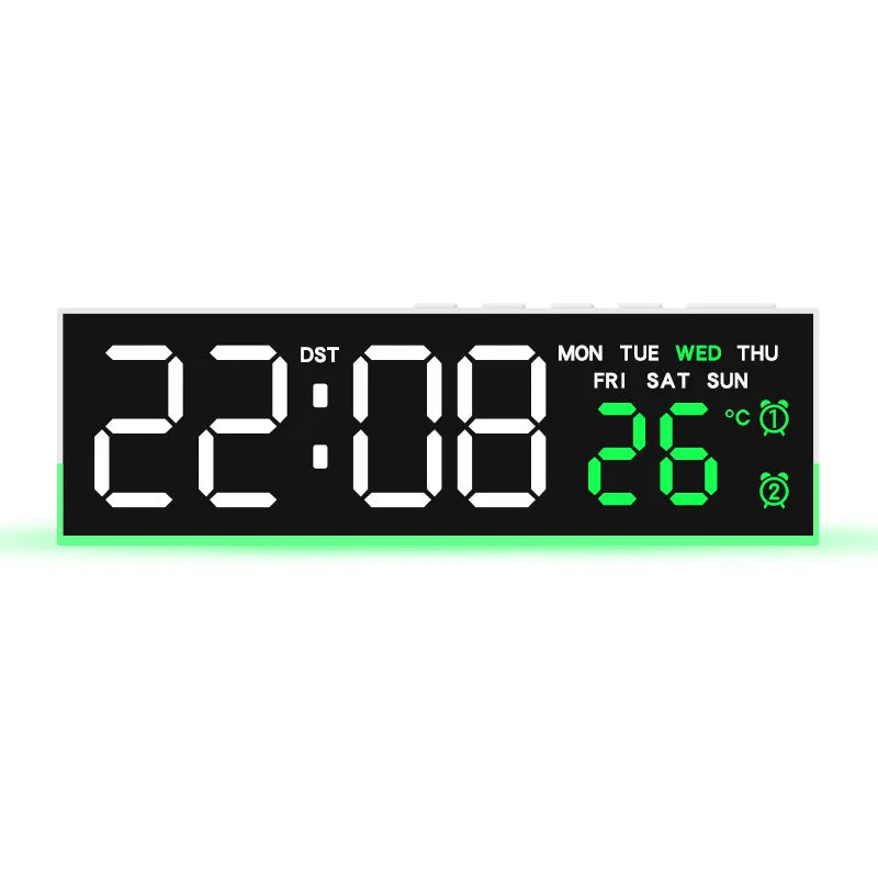 Showlu Smart LED digital alarm clock with mood light and temperature display, featuring sleek design and easy-to-read screen.