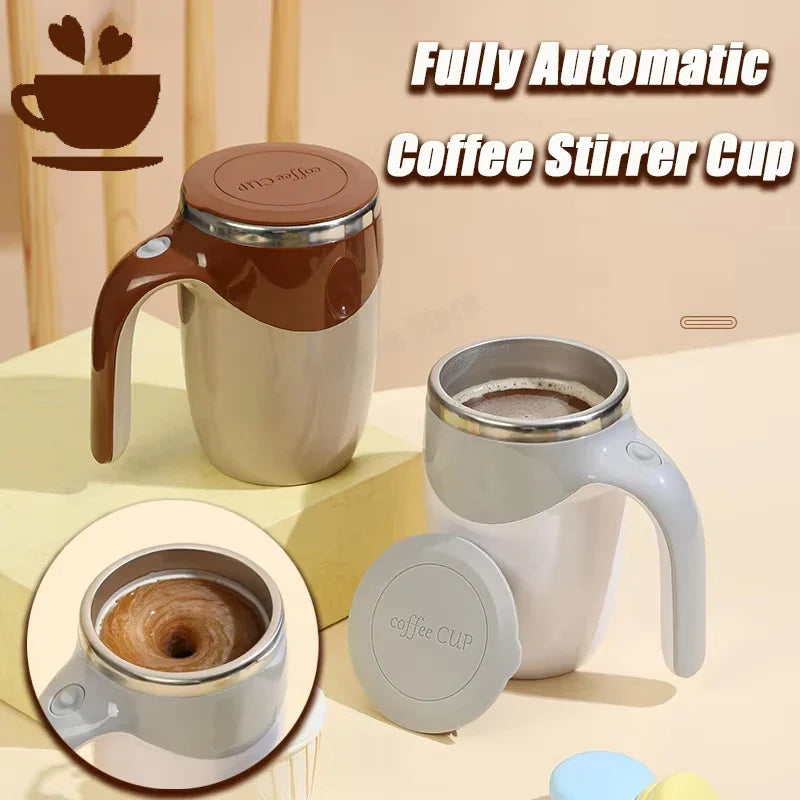 Automatic stirring coffee mug by SHOWLU FASHION STORE with magnetic stainless steel tumbler, featuring a sleek design and automatic mixing.