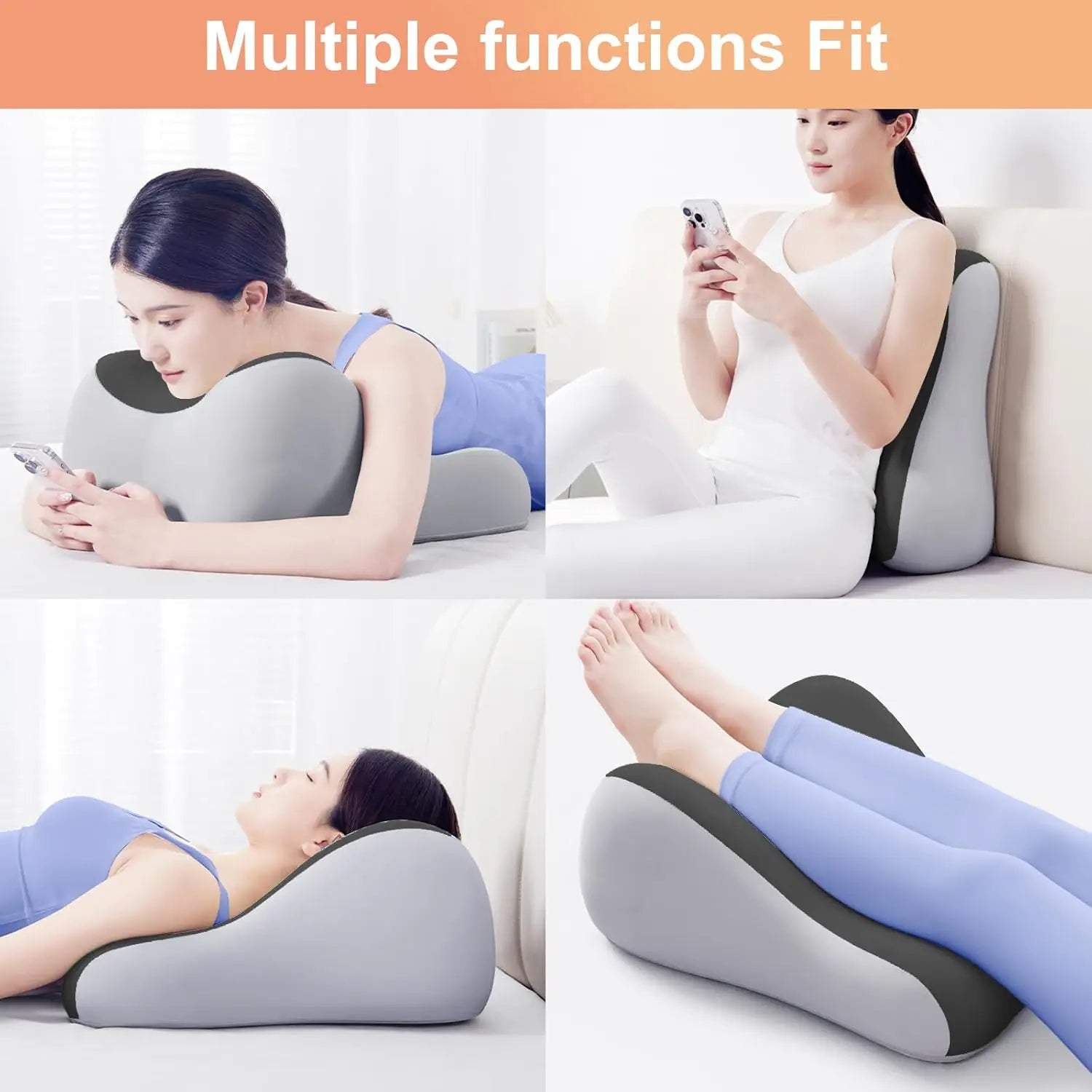 Showlu Memory Foam Intimacy Support Wedge Pillow with washable cover, showing the beige wedge pillow on a bed or couch.