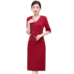 Elegant Chinese Style Sleeveless Midi Dress Slim Fit Maternity Wedding Guest Dress V Neckline Knee Length Formal Dress