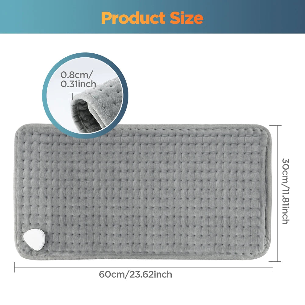 Showlu Smart Electric Heating Pad with adjustable temperature, timer, plush warm mat for soothing heat therapy.