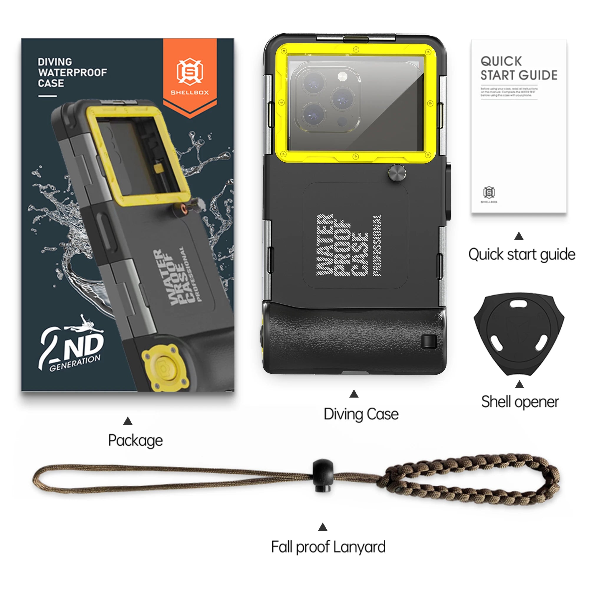 Showlu Smart General waterproof phone pouch, universal beach case protecting smartphone from water and sand, transparent and durable.
