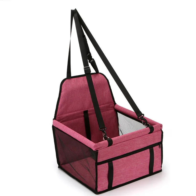 Foldable Showlu Dog Car Seat Cover Hammock showing waterproof fabric, side flaps, and adjustable straps for pet travel safety.
