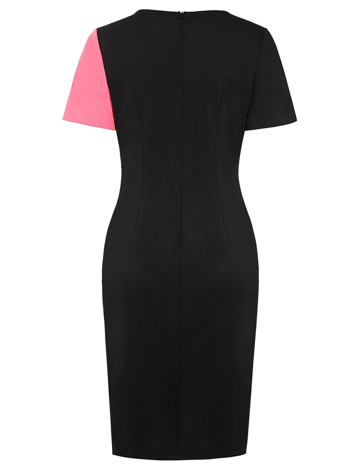Plus size Showlu women's colorblock bodycon sheath dress for cocktail parties, featuring a stylish, fitted silhouette.