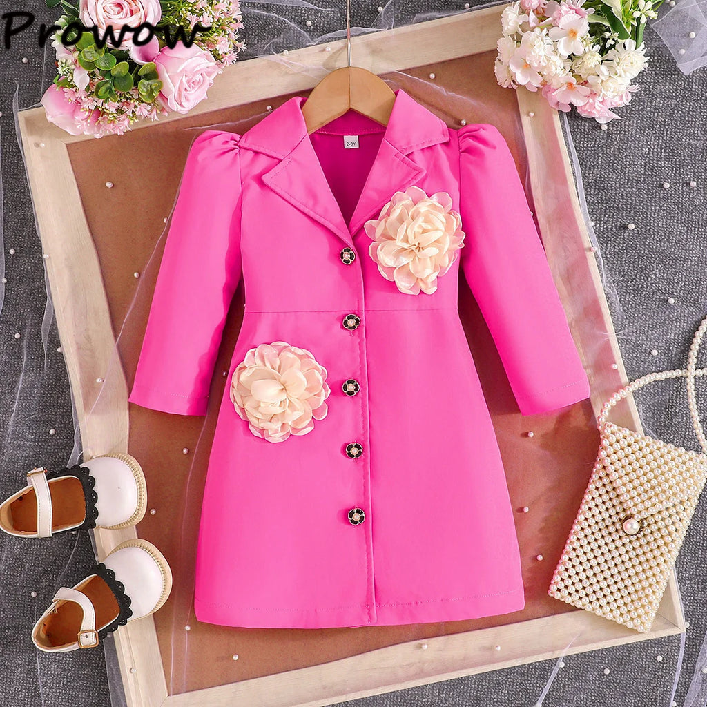 Elegant long sleeve flower blazer dress for girls by Showlu Fashion, perfect for parties and special occasions.