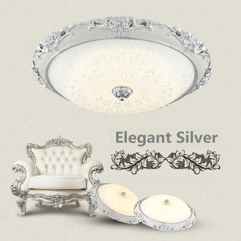 Modern round LED ceiling light by Showlu Fashion with gold glass surface mount, sleek and stylish lighting fixture for contemporary spaces.