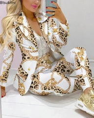 2025 Women's 2pcs Tracksuits Solid Long Sleeve Blazer Pants Suit Sets Office Lady Tracksuit Two Piece Set Fitness Outfits Woman SHOWLU FASHION STORE