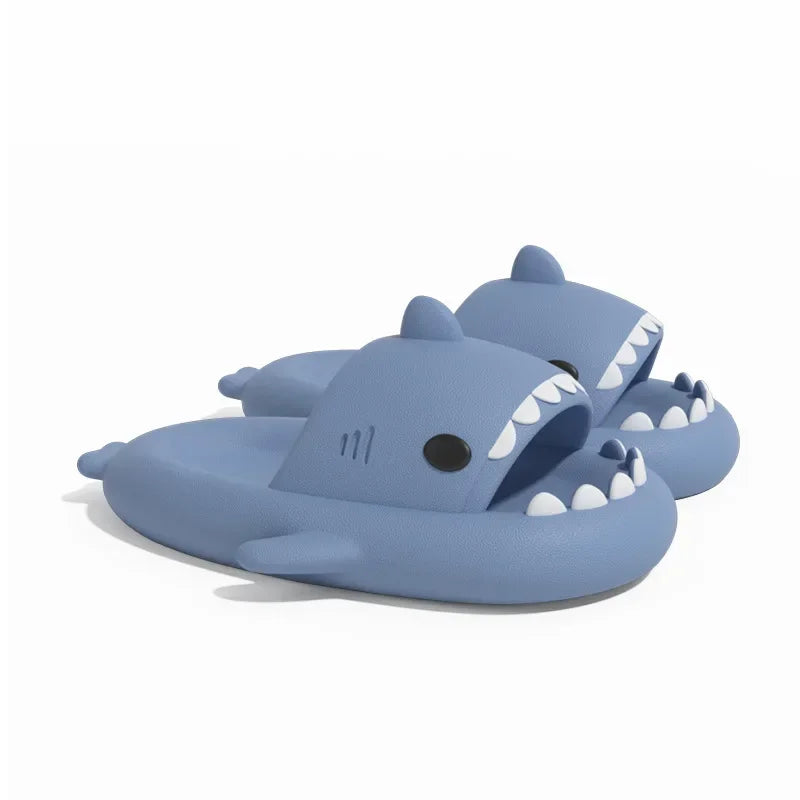 SHOWLU Shark slippers for kids and adults, featuring anti-skid soles, summer slides with shark design, casual and comfortable footwear