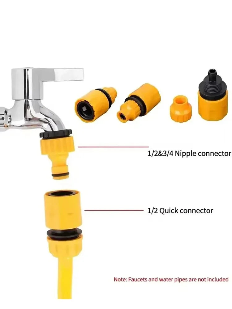 Showlu Smart General hose faucet quick connector attached to garden hose for easy water connection and flow control.