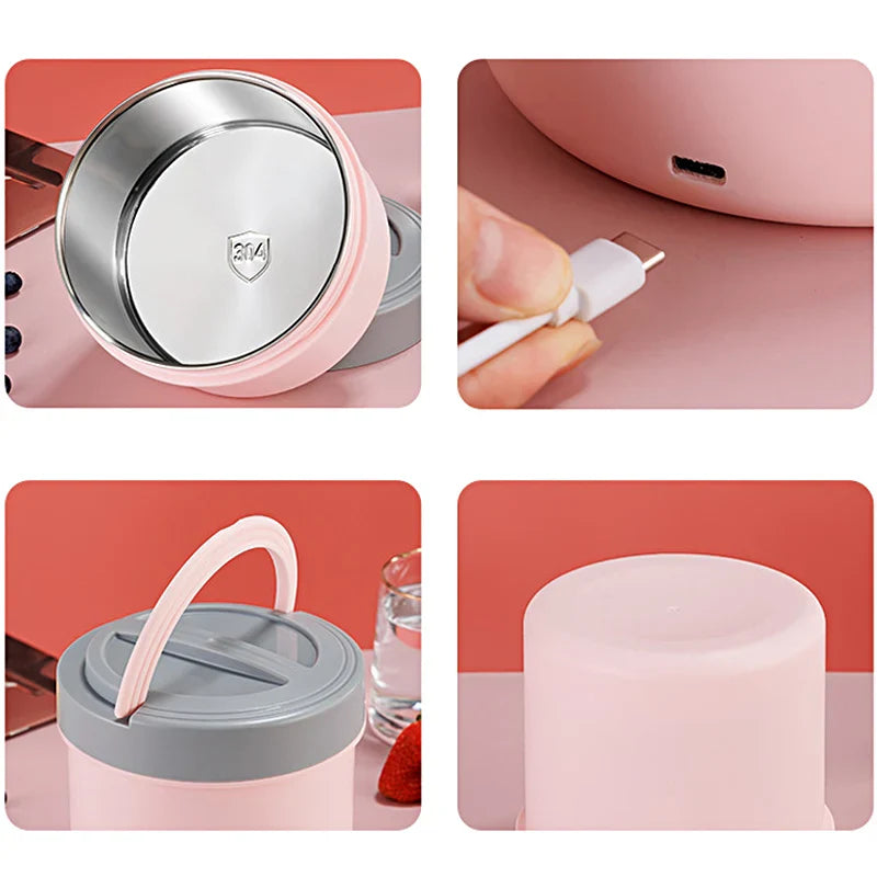 Showlu USB electric lunch box with 1.2L stainless steel food warmer, portable and convenient for hot meals on the go.