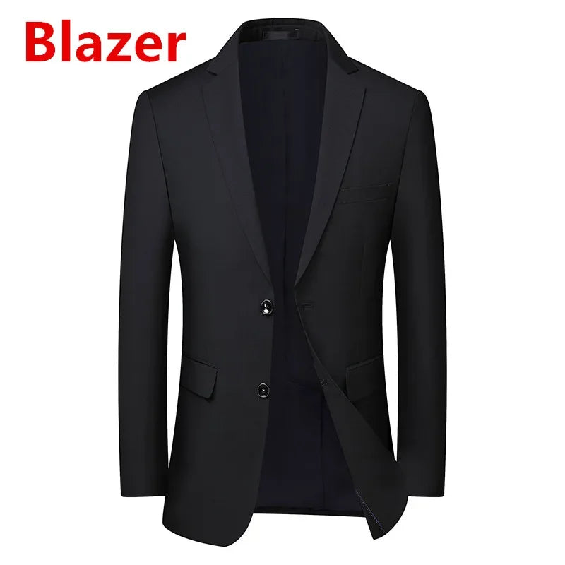 Men's solid color business suit by Showlu Fashion Store, high-quality formal suit for weddings, banquets, and special occasions.