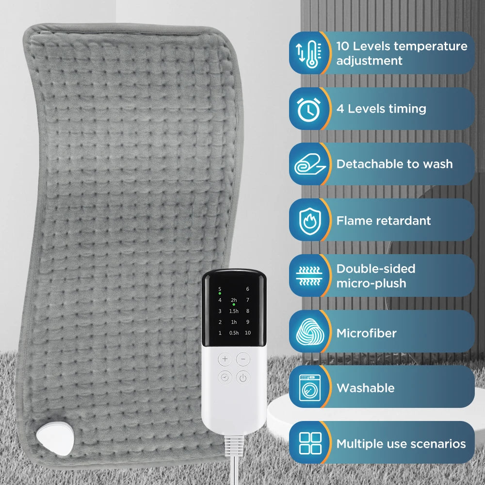 Showlu Smart Electric Heating Pad with adjustable temperature and timer, plush warm mat for relaxing comfort and warmth.