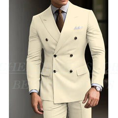 Formal Men's Suits Green Slim Fit High Quality Regular Length 2 Piece Jacket Pants Luxury Blazer Full Set Chic Costume Homme SHOWLU FASHION STORE