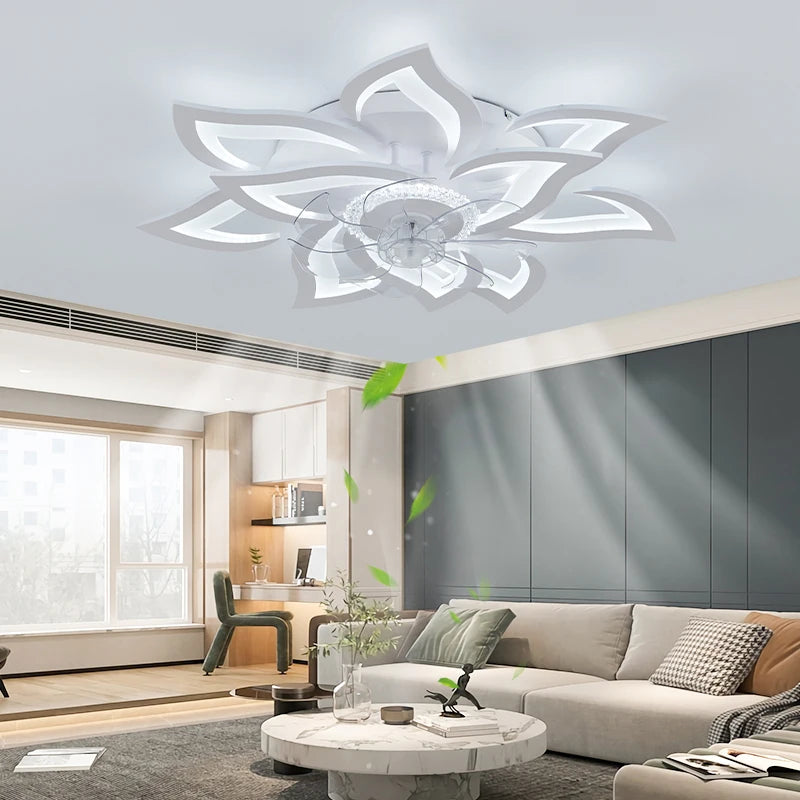 IRALAN Ceiling Fan with Lights Modern Flower Flush Mount Reversible Ceiling Fan for Living Room, Bedroom, Indoor