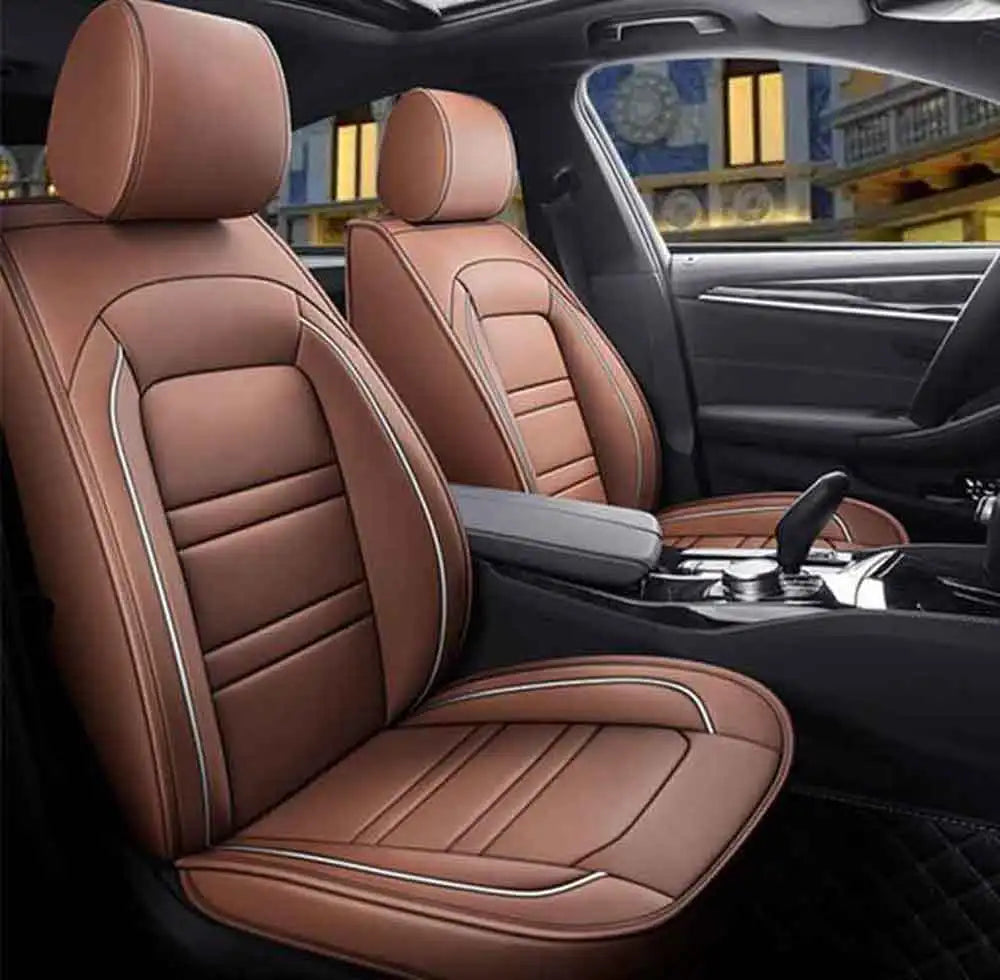 Universal 5-seat PU leather car seat covers by Showlu Fashion Store, full set protection for vehicle seats.