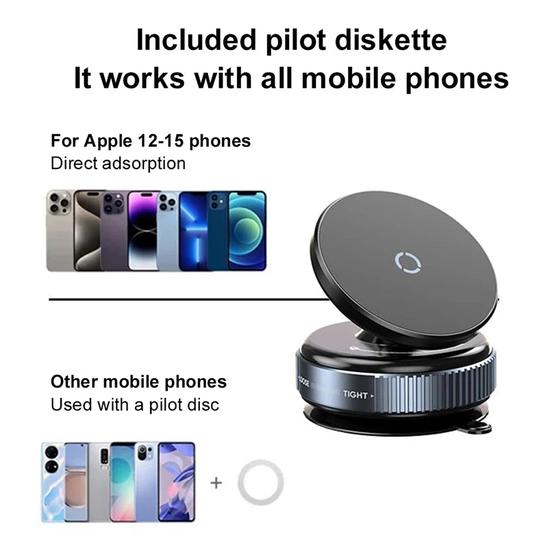 Showlu Smart General Car Phone Holder 360° mount shown on dashboard, adjustable grip, and sleek design for secure smartphone holding.