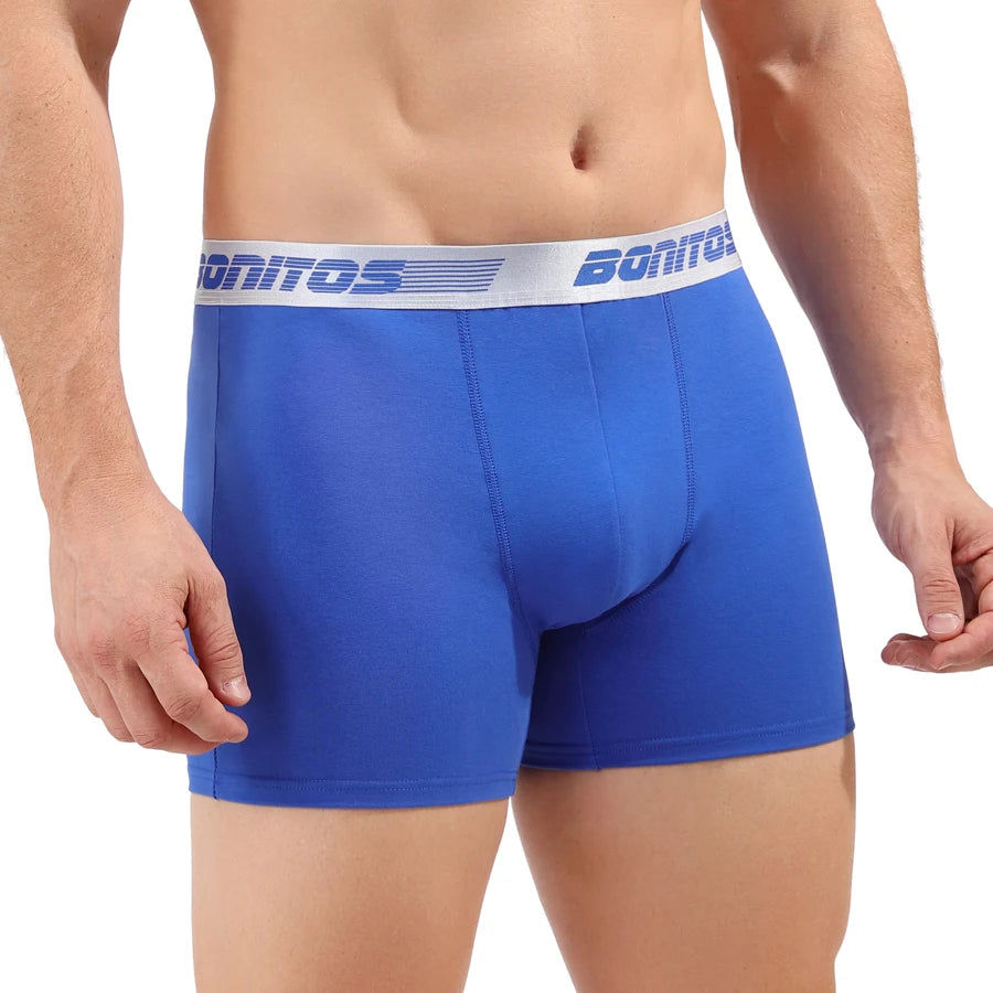 Men's cotton print boxer shorts by Showlu Fashion Store, soft knit underwear with vibrant pattern, comfortable fit and breathable fabric.