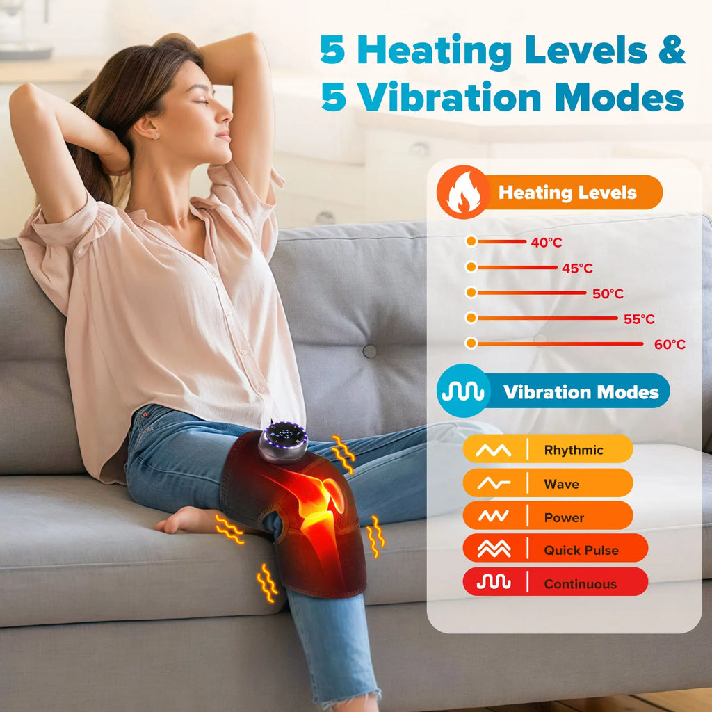 Showlu Fashion Store heating massage knee pad with vibration, hot compress for shoulder and elbow, muscle relaxation, joint relief.
