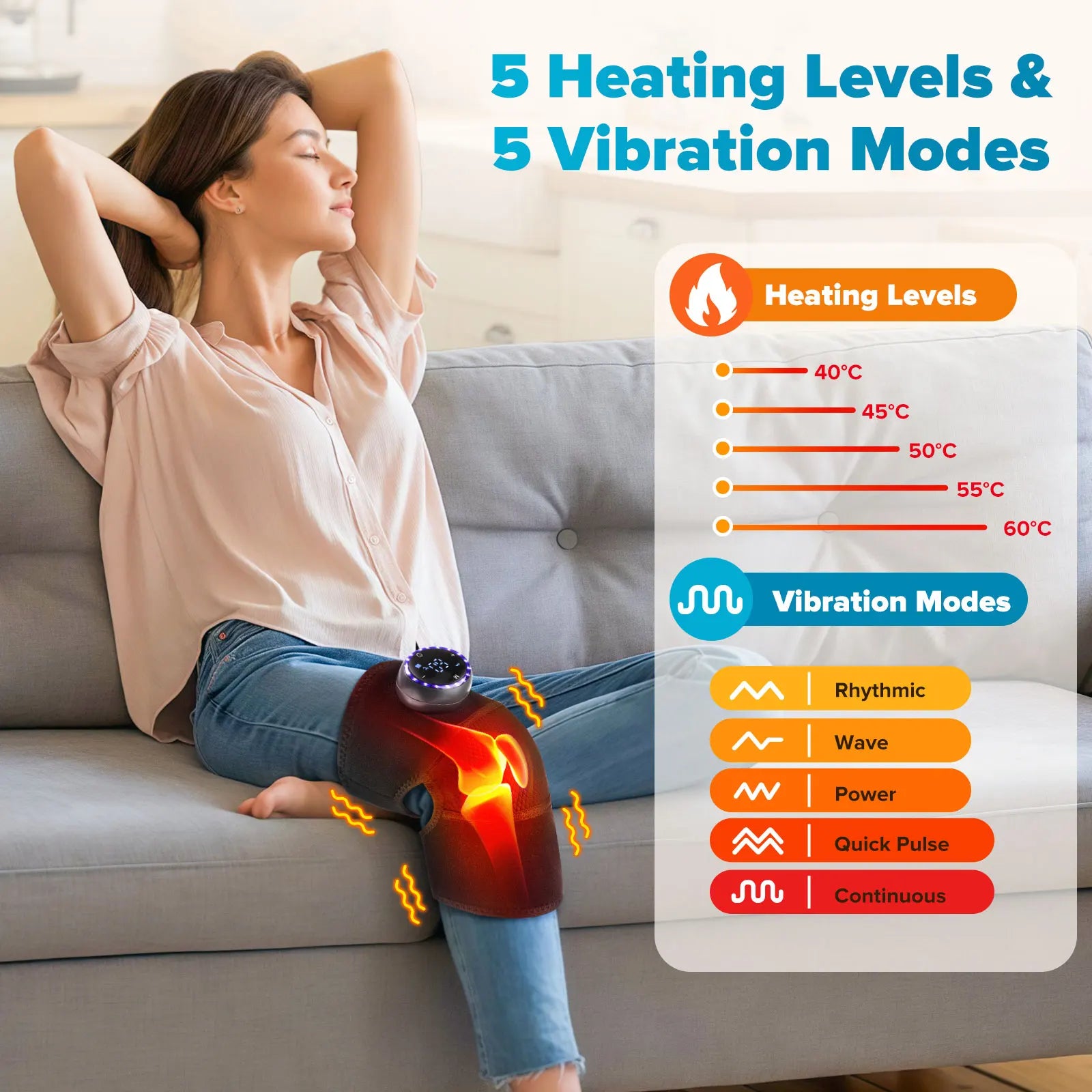 Showlu Fashion Store heating massage knee pad with vibration, hot compress for shoulder and elbow, muscle relaxation, joint relief.