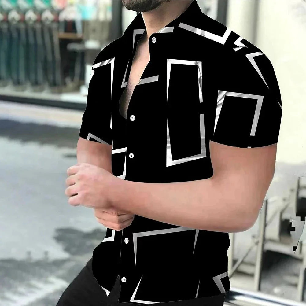 Men's Hawaiian Baroque 3D print short sleeve shirt by SHOWLU FASHION with vibrant tropical floral design and bold pattern.