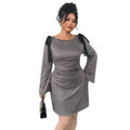 Kresima women's slim fit pencil dress with grid print, long sleeves, and O-neck, stylish for casual or office wear