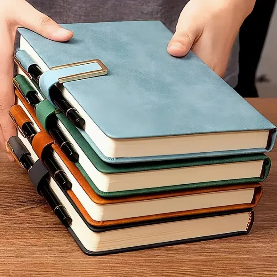 Personalized vintage A5 leather notebook with soft cover by Showlu Fashion Store, featuring a classic, stylish journal design.