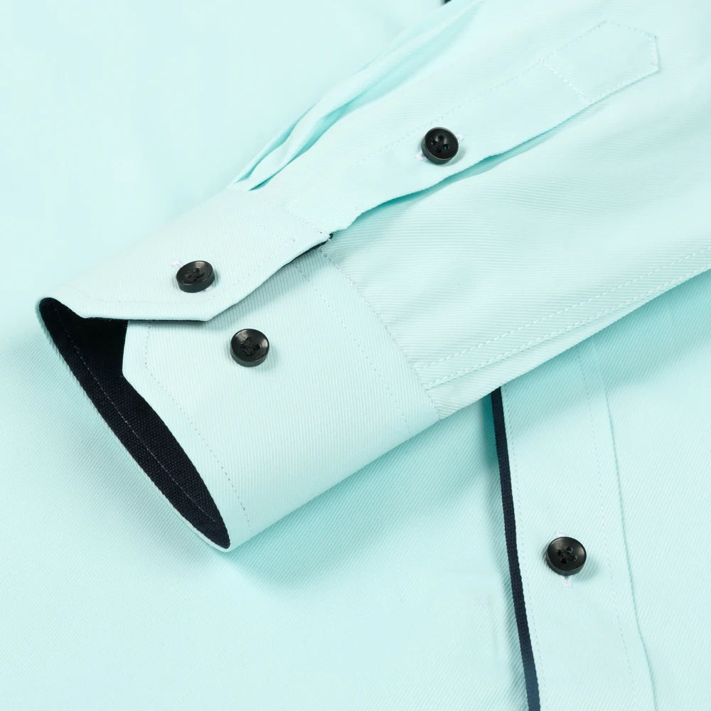 Payel men's slim-fit cotton blend long sleeve dress shirt, stylish business top with a modern fit and crisp collar.