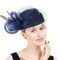 Bridal Wedding Red Hats Fascinators For Woman Church Cocktail Tea Party Sinamay Feather Veil Headdress Elegant Derby Cap 2024