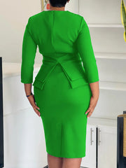 2024 Autumn/Winter new fashion temperament elegant solid color round hip ruffled dress