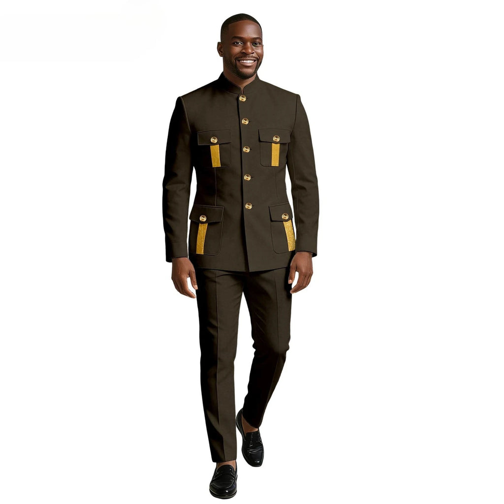 Men's Showlu Smart General two-piece formal suit with double-breasted blazer and matching trousers, suitable for business or wedding attire.