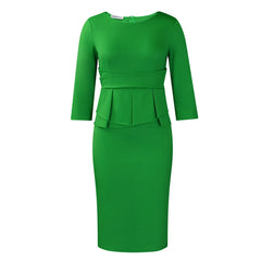 2024 Autumn/Winter new fashion temperament elegant solid color round hip ruffled dress