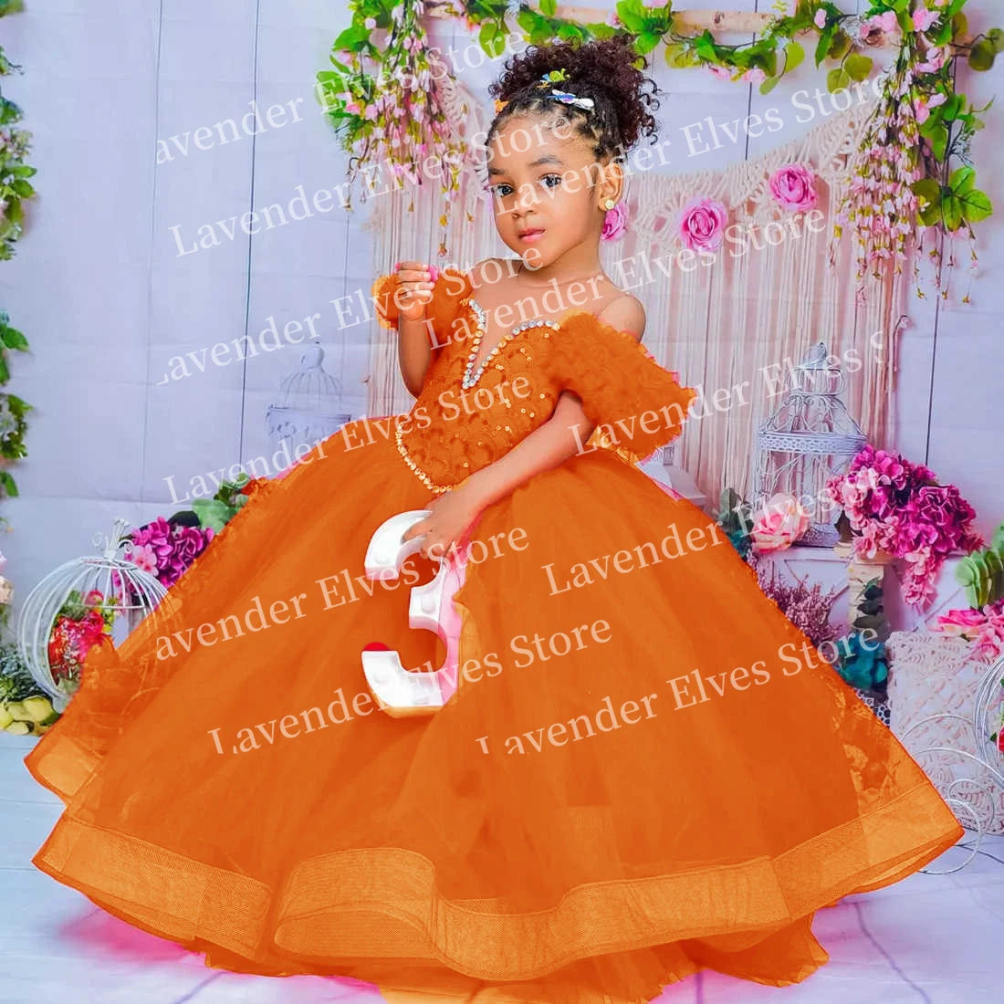 Red Kids Birthday Dresses For Girls Flower Girl Dresses Customized Pleated Ruffles Tiered Tulle Ball Gowns for Wedding