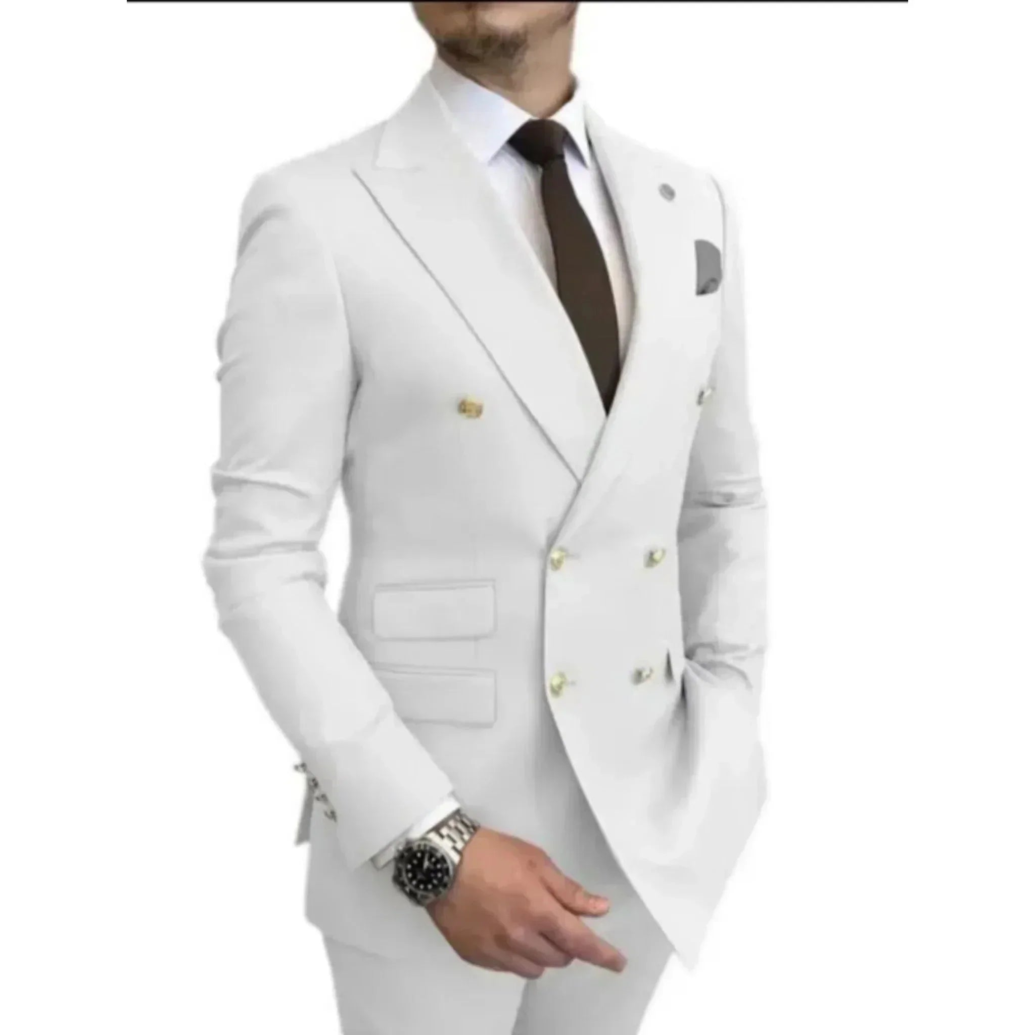SHOWLU FASHION men's double-breasted blazer and matching pants suit, tailored fit, formal occasion clothing, stylish and modern design