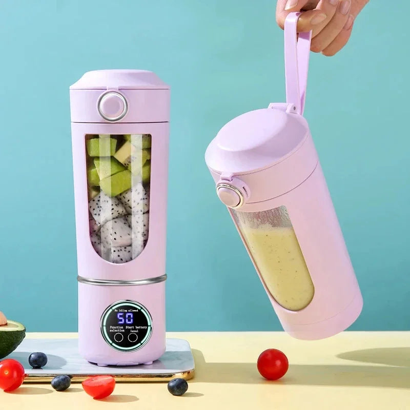 Showlu Smart General portable USB blender juicer bottle with a clear blending container and lid, ideal for smoothies on the go.