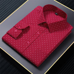 New in shirt  long-sleeve Elasticity shirts for men slim fit formal plain shirt printed casual tops designer clothes oversize
