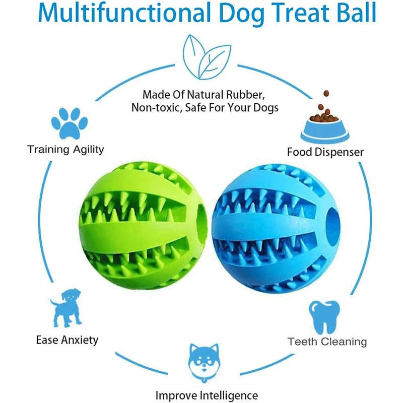 Showlu Smart General interactive rubber dog chew ball with treat dispensing for puppies, promotes teeth cleaning and training.