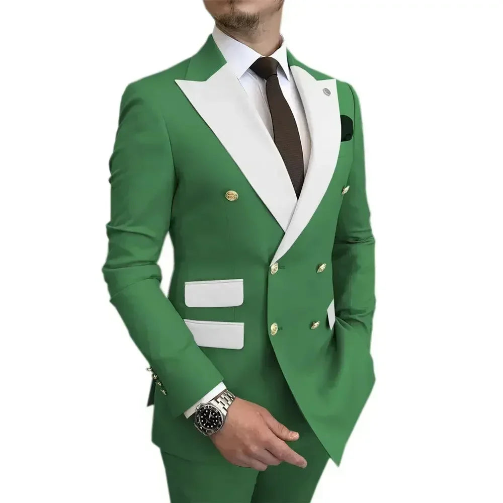 2 Pieces Blazer and Pants Set，Elegant Man Suit，double-breasted，for  Wedding Dresses，stage Costume，Groomsmen SHOWLU FASHION STORE