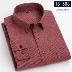 Luxury High-Quality 100% Cotton Houndstooth Full Shirts for Men Slim Fit Casual Shirt Long-Sleeve Plaid Soft Designer Clothes Ro