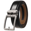 Men's leather belt with automatic buckle in black and brown cowskin, 3.5cm width, stylish luxury designer accessory