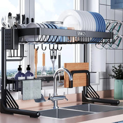 Over Sink Dish Drying Rack, 2 Tier Full Stainless Steel Storage Adjustable  Kitchen Rack, Multifunctional Expandable SHOWLU FASHION STORE