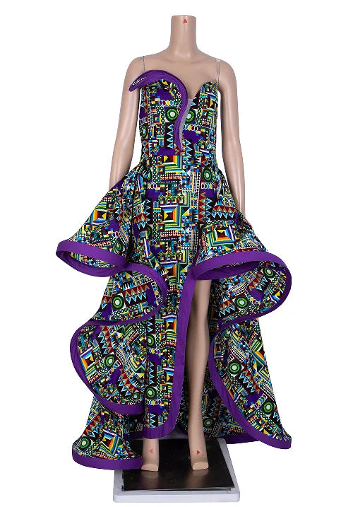 Dashiki Party Dresses Fashion Robe Africaine Ankara Floral Print Maxi Long Strapless Dresses African Dresses for Women WY6981