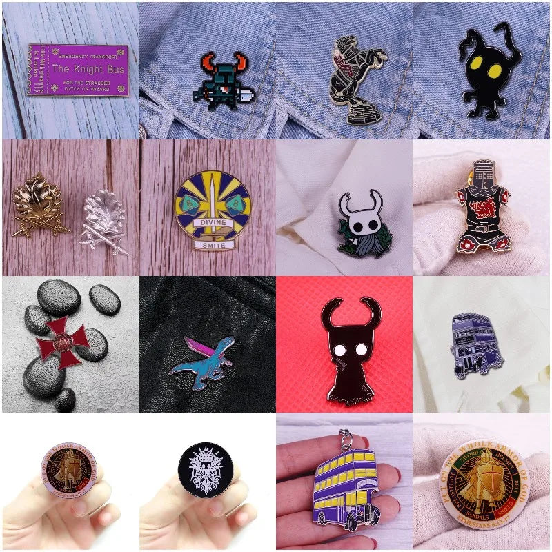 SHOWLU FASHION STORE PINSALOT Knight Bus hard enamel pin featuring a triple-decker magic bus on a lapel pin design.