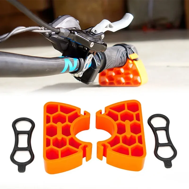 Multifunctional MTB bike handlebar bracket and stabilizer clip-on cycling accessory with mounting stand.