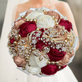 Navy silk rose wedding bouquet from IVINLA, 20cm artificial bridal flowers with elegant silk roses and greenery.