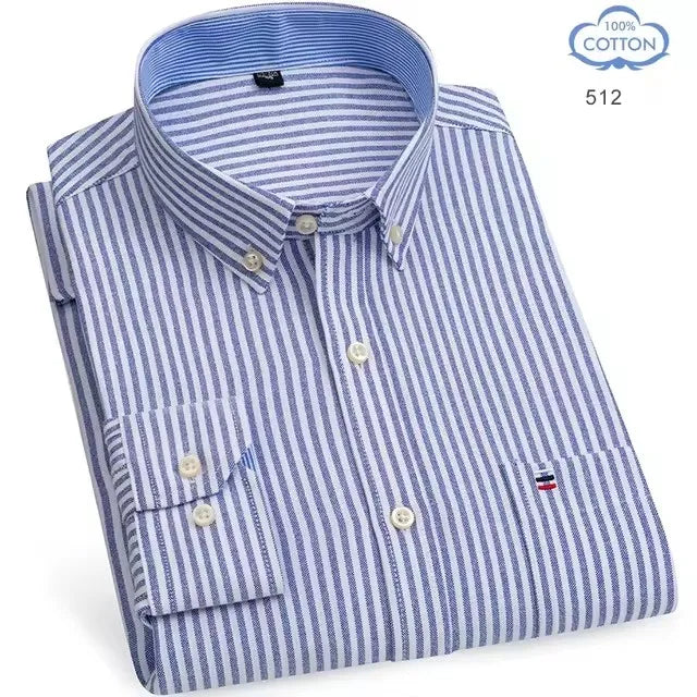 Men's long sleeve plaid Oxford shirt in red, made from 100% pure cotton, featuring striped design and checked pattern, 7XL size.